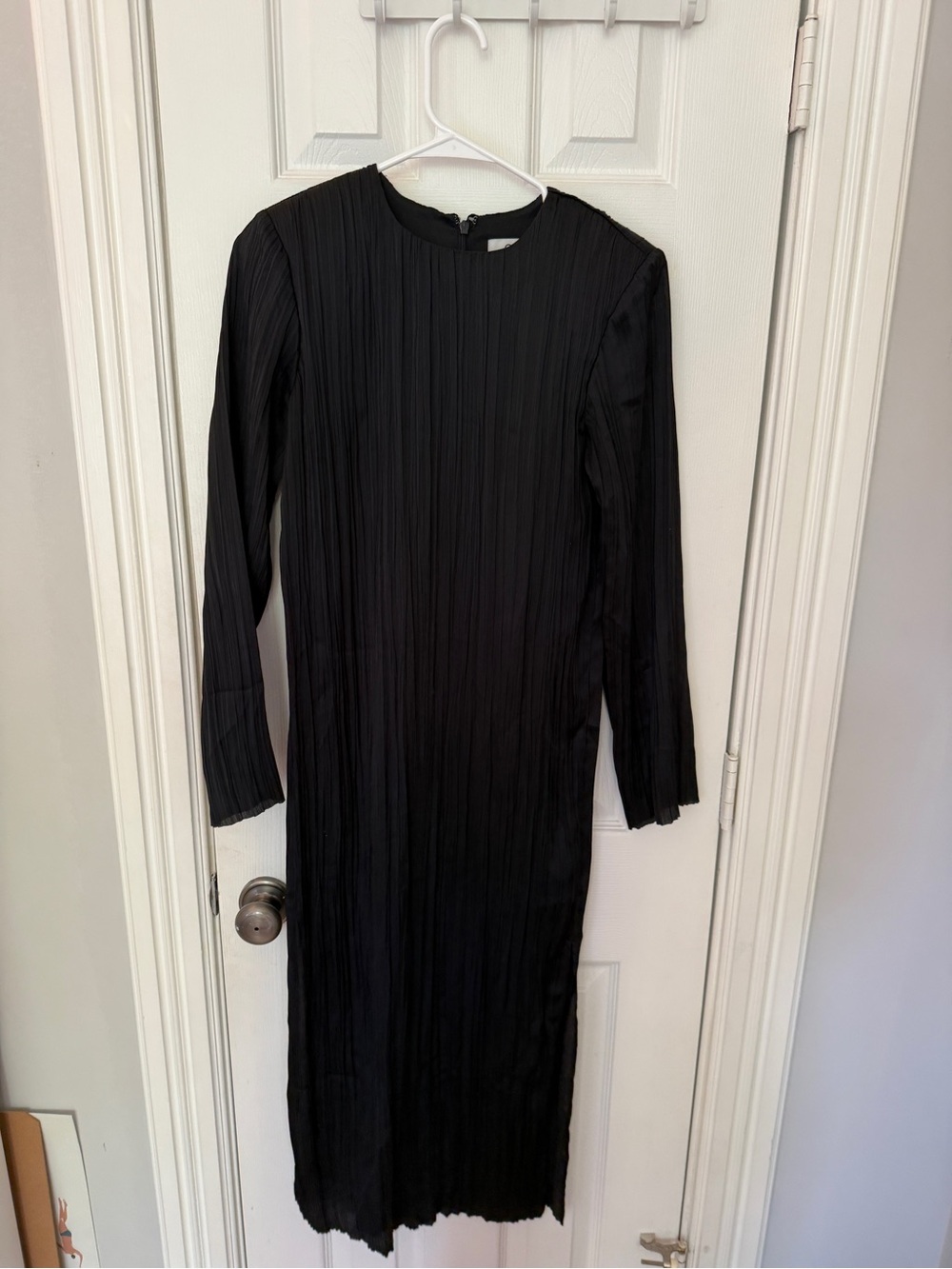 COS - Black Long Sleeve Pleated Midi Dress